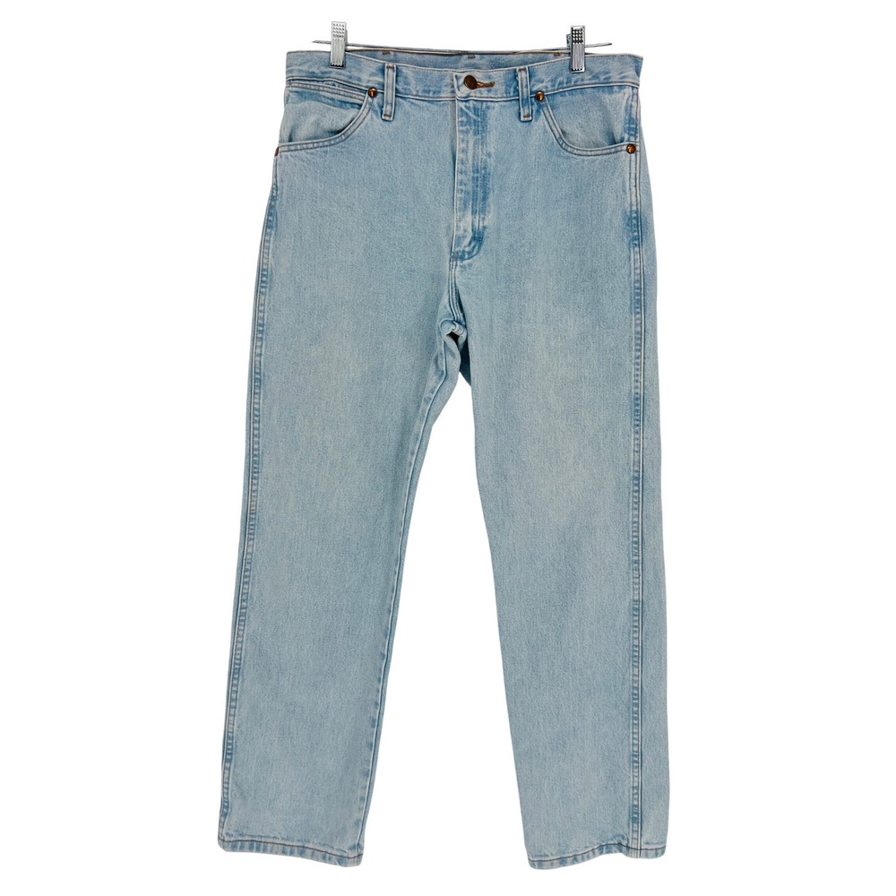 Wrangler Straight Leg Jeans Mens 33x32 Light Wash Non-Stretch Denim Western